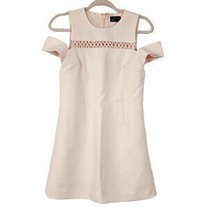 TOPSHOP Petite Blush Pink Off Shoulder Fit And Flare Skater Dress 4